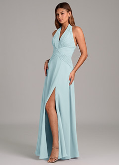 Azazie Elizabeth Brudtärnklänningar Klänning av A-Linje i Chiffong Plisserad Havsglas image4