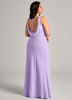 Azazie Rylina Vestidos de damas de honor Vestido de Lila de Gasa de Corte Sirena con Plisado image11