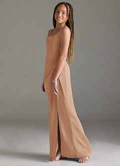 Azazie Mero Junior English Rose Mermaid Pleated Stretch Satin Dress image4