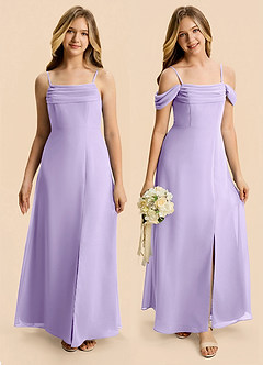 Azazie Lilly Junior Lilac A-Line Pleated Chiffon Dress image1