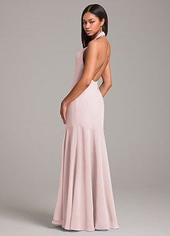 Azazie Lorena Bridesmaid Dresses Blushing Pink Mermaid Pleated Chiffon Dress image6