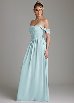 Azazie Caterina Bridesmaid Dresses Mist A-Line Corset Chiffon Dress image9