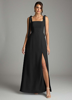 Azazie Debra Bridesmaid Dresses Black A-Line with Pockets Chiffon Convertible Dress image7