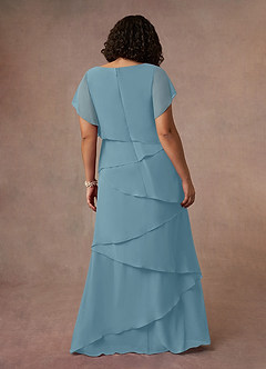 Azazie OHara Mother of the Bride Dresses Moody Blue A-Line V-Neck Chiffon Dress image23