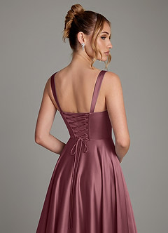 Azazie Azaria Bridesmaid Dresses Desert Rose A-Line Corset Stretch Satin Dress image2