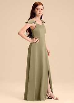 Azazie Everett Junior Klä av A-Line i Stretch Satin Rosett image3