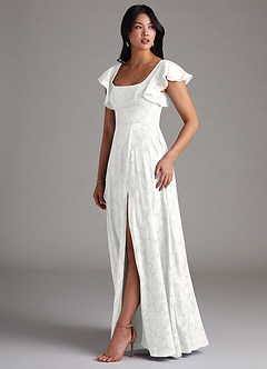 Azazie Bondi Šaty pro družičky A-Line Boční štěrbina Květinové vyhoření Délka podlahy Šaty image2