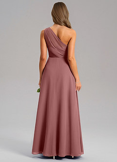 Azazie Phaedra Bridesmaid Dresses Desert Rose A-Line One Shoulder Chiffon Dress image2