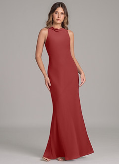 Azazie Allettie Vestidos de madrinha de casamento Vestido Ferrugem de Chiffon de sereia image6