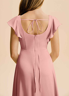 Azazie Bondi Junior Rosette A-Line Side Slit Stretch Satin Dress image6