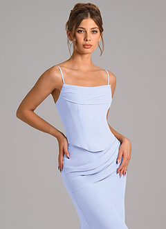 Azazie Sorrel Vestidos de damas de honor Vestido de Lavanda de Gasa de Corte Sirena con Corsé image8