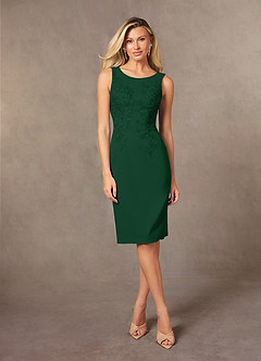 Azazie Ryne vestidos de madre de la novia Vestido de Verde Oscuro de Encaje de Recto image3