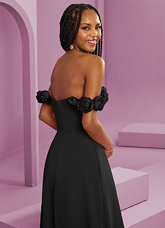 Barbie ♥ Azazie Jurken voor bruidsmeisjes Converteerbaar Jurk van Chiffon met A-Lijn Off the Shoulder Zwart image2