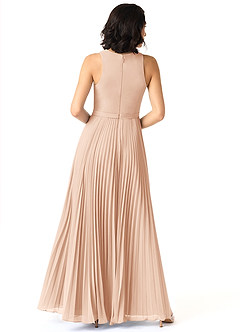 Azazie Lindie Bridesmaid Dresses English Rose A-Line Scoop Pleated Chiffon Dress image2
