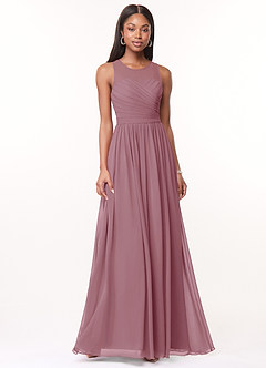 Azazie Nina Bridesmaid Dresses Vintage Mauve A-Line Pleated Chiffon Dress image1