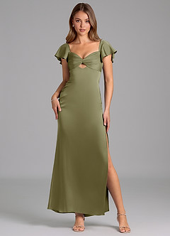 Azazie Demia Bridesmaid Dresses Pistachio Sheath Sweetheart Neckline Stretch Satin Dress image1