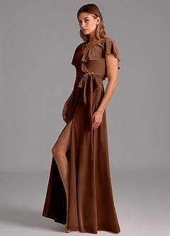 Azazie Lainey Bridesmaid Dresses Umber A-Line Ruched Velvet Dress image5