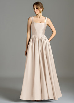 Azazie Verina Bridesmaid Dresses White Alabaster A-Line Pleated Stretch Satin Dress image1