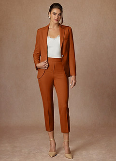 Kennedy Burnt Orange Refined Weave Performance Pants Suit