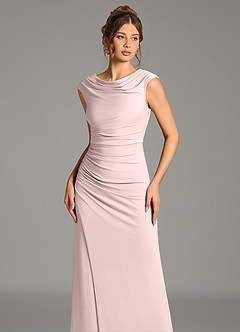 Azazie Chantal Bridesmaid Dresses Blushing Pink Mermaid Pleated Premium Stretch Jersey Dress image4