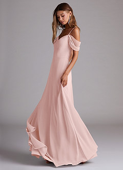 Azazie Marley Bridesmaid Dresses Powder Pink A-Line Off the Shoulder Chiffon Convertible Dress image3