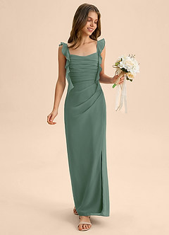 Azazie Jessamine Junior Eucalyptus Mermaid Sweetheart Neckline Chiffon Dress image3