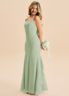 Azazie Lioren Junior Robe Sirène en Mousseline de soie Arc Vert Sauge image2