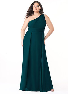 Azazie Dallas Brautjungfernkleider A-Linie One-Shoulder Chiffon Kleid Kiefer image6