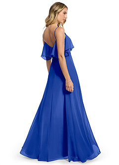 Azazie Jean Bridesmaid Dresses Royal Blue A-Line Chiffon Convertible Dress image2