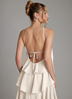 Azazie Deena Abiti da Damigella Abito A-Line in Chiffon Drappeggiato Alabastro Bianco image6