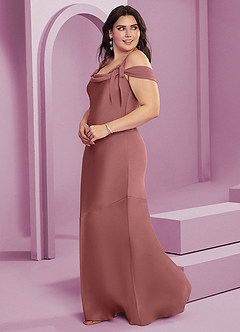 Barbie ♥ Azazie Abiti da Damigella Abito Tubino in Raso Elasticizzato Plissettato Ametista image4