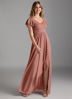 Azazie Omari Robes de demoiselle d'honneur Robe Trapèze en Maille Rose De Cèdre image2