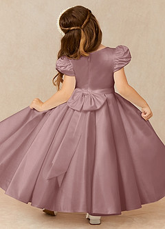 Azazie Jewel vestidos de niña de las flores Vestido de Rosa Polvorienta de Satin Mate de Vestido de gala con Plisado image2