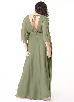 Azazie Rebecca Final Sale Black A-Line V-Neck Long Sleeve Chiffon Dress image8