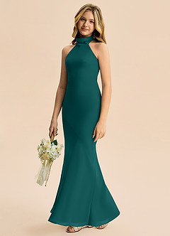 Azazie Velli Junior Peacock Mermaid High Neck Chiffon Dress image4