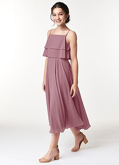 Azazie Ensley Junior Vintage Mauve A-Line Pleated Chiffon Dress image3