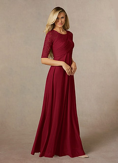 Azazie Raelyn Mother of the Bride Dresses Burgundy A-Line Lace Mesh Dress image6