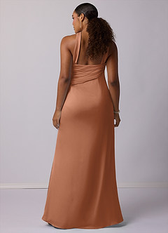 Barbie ♥ Azazie Bridesmaid Dresses Bronzer Mermaid One Shoulder Stretch Satin Dress image7
