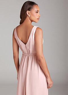 Azazie Tanicia Robes de demoiselle d'honneur Robe Trapèze en Mousseline de soie Plissée Rose Pâle image6