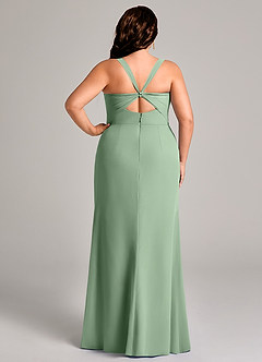 Azazie Mero Abiti da Damigella Abito Tubino in Chiffon Plissettato Matcha image10