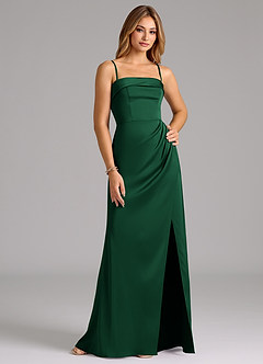 Azazie Aretha Bridesmaid Dresses Dark Green A-Line Strapless Stretch Satin Convertible Dress image6