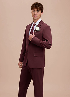 front Ethan Cabernet Refined Weave Suit Jacket