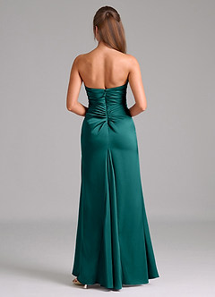 Azazie Lucille Bridesmaid Dresses Peacock Mermaid Strapless Stretch Satin Convertible Dress image2