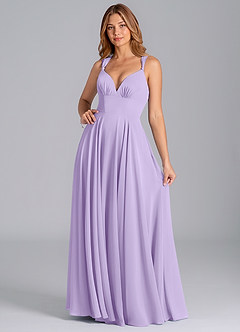 Azazie Darana Bridesmaid Dresses Lilac A-Line Corset Chiffon Dress image3