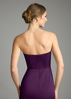 Azazie Wren Bridesmaid Dresses Grape A-Line Strapless Stretch Satin Convertible Dress image6
