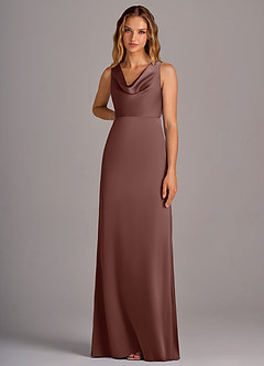 Azazie Wrenlee Bridesmaid Dresses Espresso A-Line Stretch Satin Dress image6