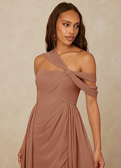 Christian Siriano Bridal for Azazie 1014 Bridesmaid Dresses Bronzer A-Line Off the Shoulder Chiffon Dress image7