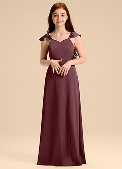 Azazie Everett Junior Vestido de Sangrado de Satén Elástico de Corte en A con Lazo image4