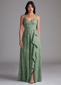 Azazie Naeem Bridesmaid Dresses Matcha A-Line Floral Burnout Dress image1