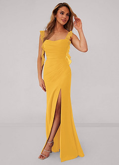 Barbie ♥ Azazie Bridesmaid Dresses Marigold Mermaid Corset Chiffon Dress image1